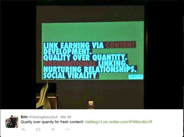 The importance of quality content for Link Earning | Havi Goffan SEO presentation at LALLBLOG14