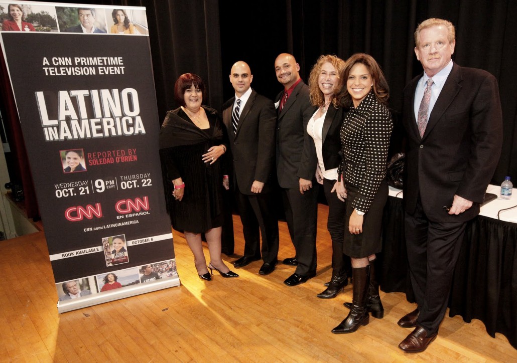 Photo ID from Left to Right: Millie Irizarry, CEO of the Latin America Association, Alex Garcia, NASCAR driver, Jerry Gonzalez, executive director of the Georgia Association of Latino Elected Officials, Claudia Goffan, CEO of Target Latino, Soledad O’Brien ,CNN anchor and special correspondent and Mark Nelson, vice president and senior executive producer of CNN Productions
