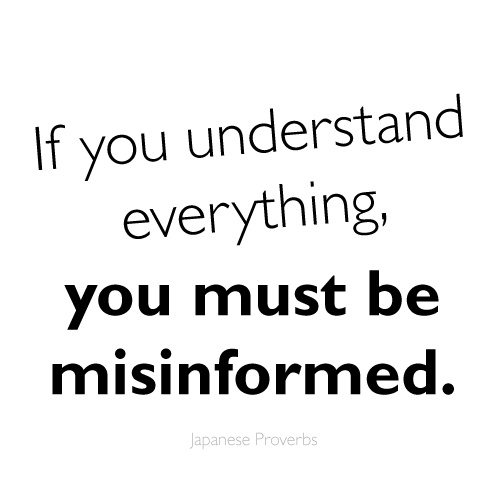 if you understand everything you must be misinformed - Japanese Proverb