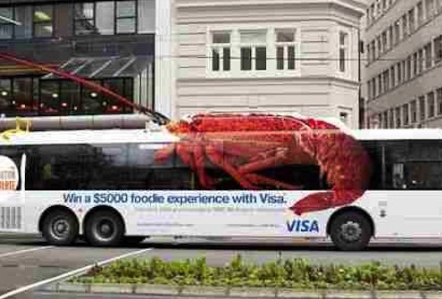 Win a $5,000 Foodie experience with this original Visa bus advertising