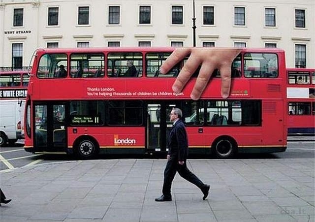 The Bus Crash ad was developed at Smart, Melbourne London double decker red bus graphics London helping children be children again.